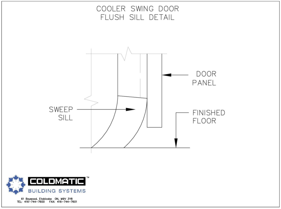 Cooler Swing Door Flush Sill Detail - Resources with Coldmatic Building Systems.