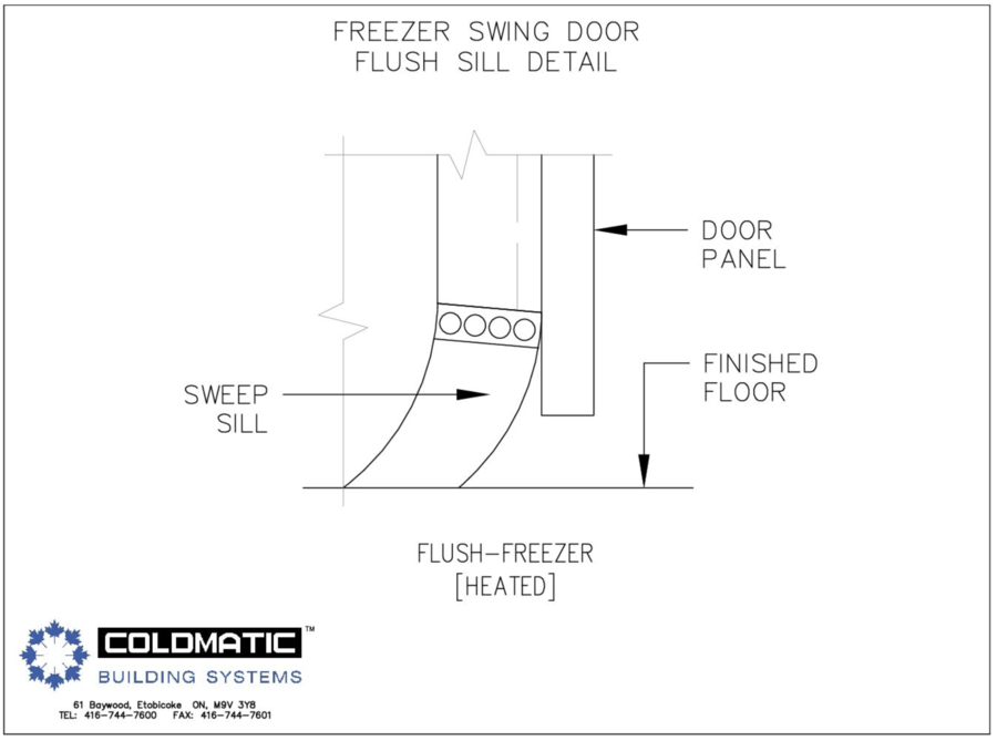 Freezer Swing Door Flush Sill Detail - Resources with Coldmatic Building Systems.