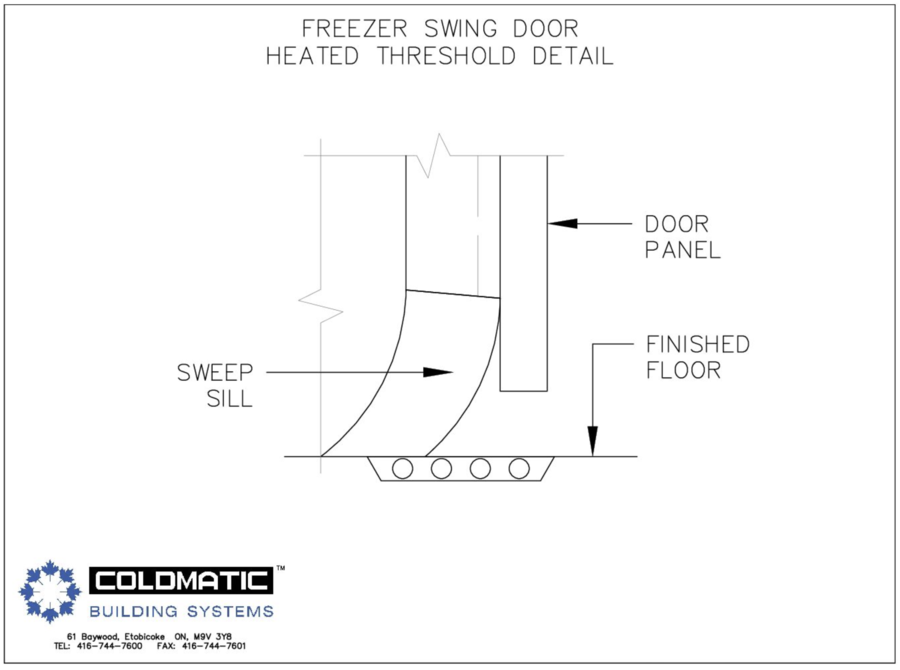 Freezer Swing Door Heated Threshold Detail - Resources with Coldmatic Building Systems.