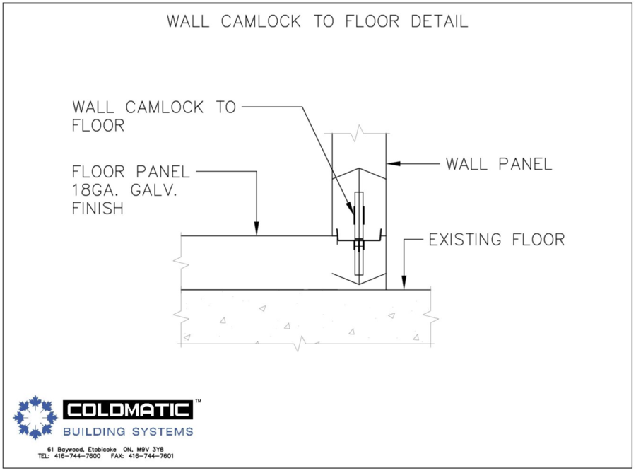 Wall Camlock to Floor Detail - Resources with Coldmatic Building Systems.