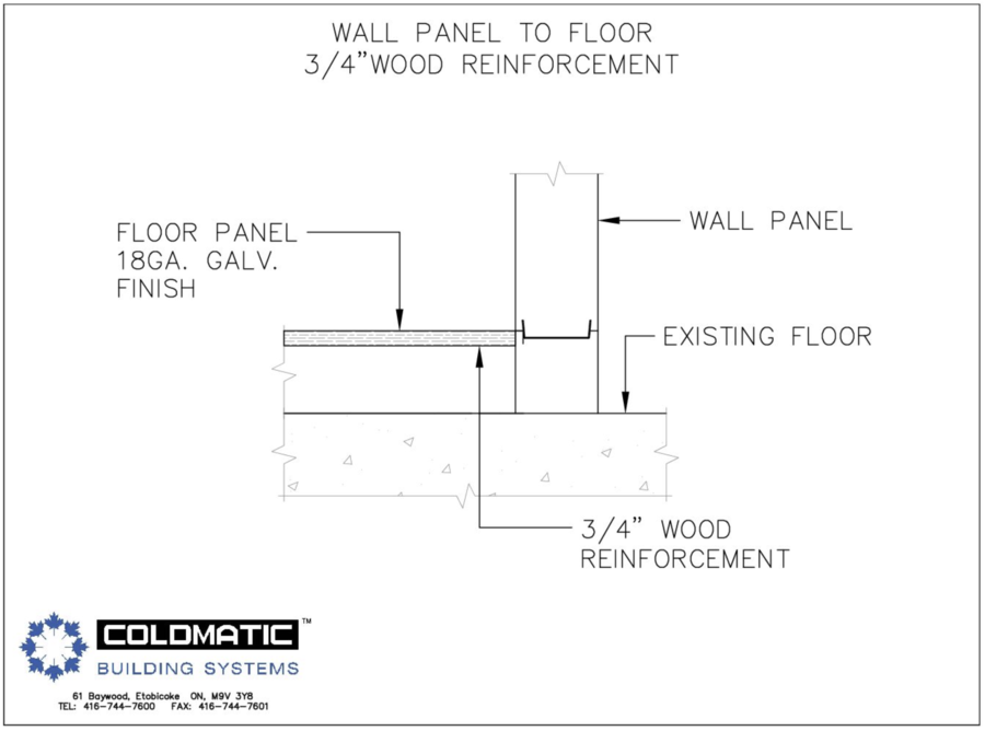 Wall Panel to Floor 3/4 Wood Reinforcement - Resources with Coldmatic Building Systems.